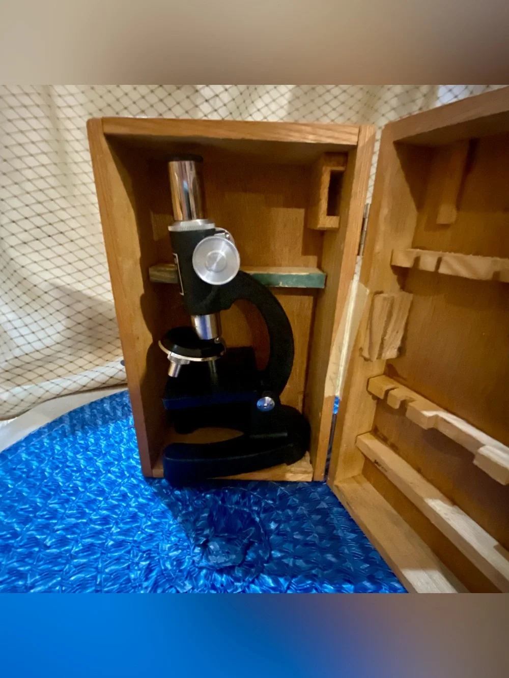 Vintage LEFCO Student Microscope with Original Wooden Case